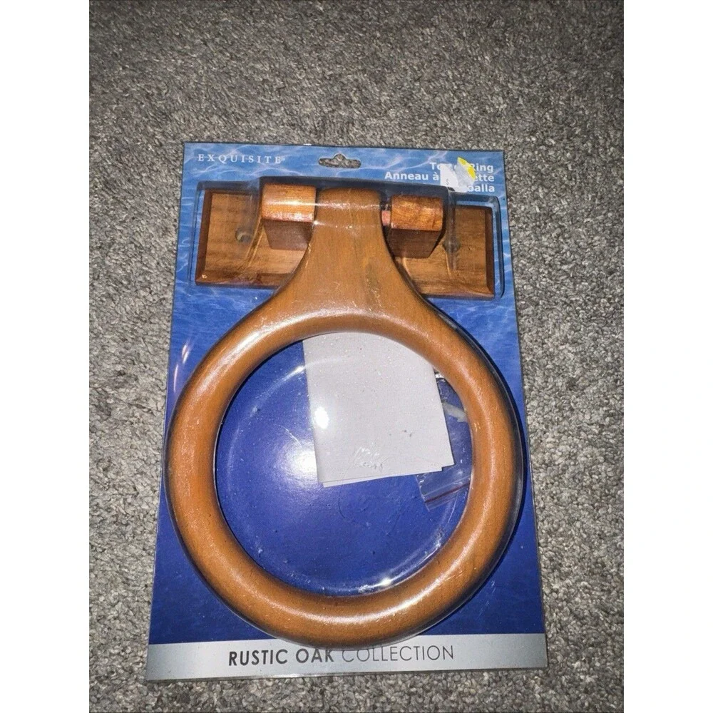 Exquisite Rustic Collection Oak Round Hand Towel Ring Holder Bathroom